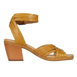 Lucky Brand Noxa Open Toe Boho 10M Leather Block Heel Sandals
